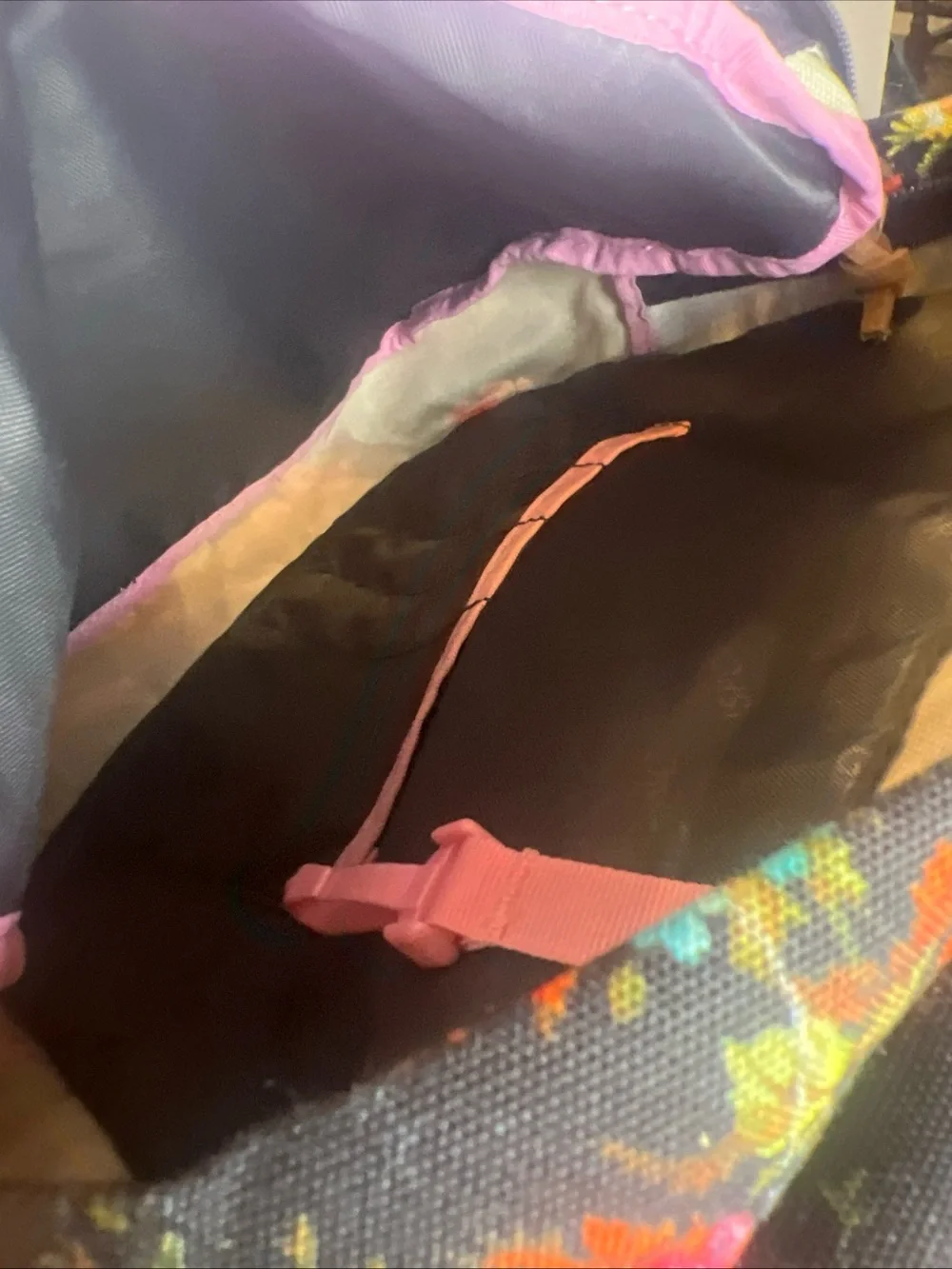 Jansport Black Floral Backpack with Pink and Orange Blooms